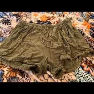 Boho festival style shorts ~army green